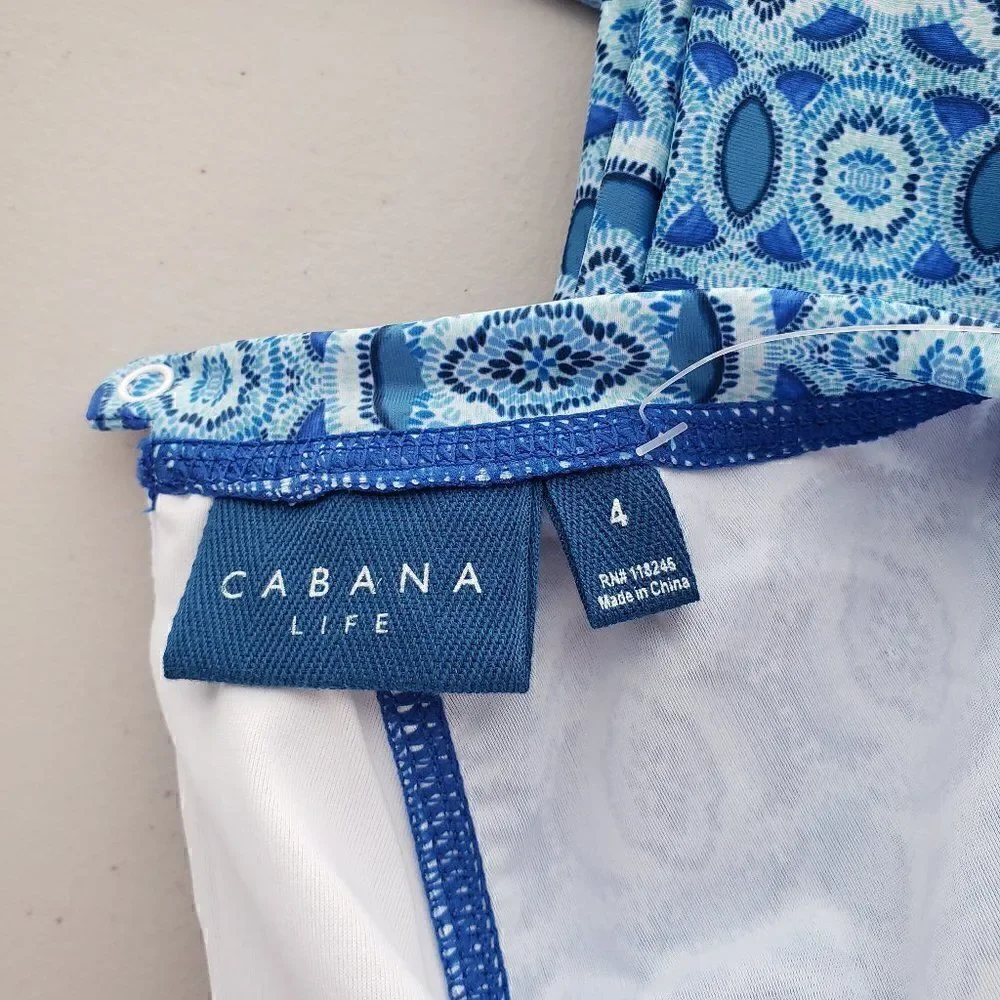 Cabana Life Little Girls Road Map Swim Unisuit 4 / 4T Exclusive Blue Long Sleeve